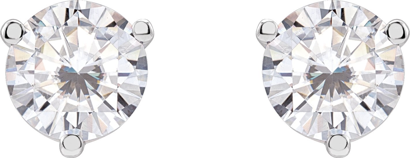 14K White 6.5 mm Round Stuller Lab-Grown Moissanite™ Earrings