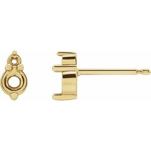 14K Yellow 5 mm Round Accented Earring Mounting