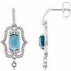 Sterling Silver and 14K White Swiss Blue Topaz and .03 CTW Diamond Earrings Ref 3638157