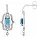 Sterling Silver & 14K White Natural Swiss Blue Topaz & .03 CTW Natural Diamond Earrings