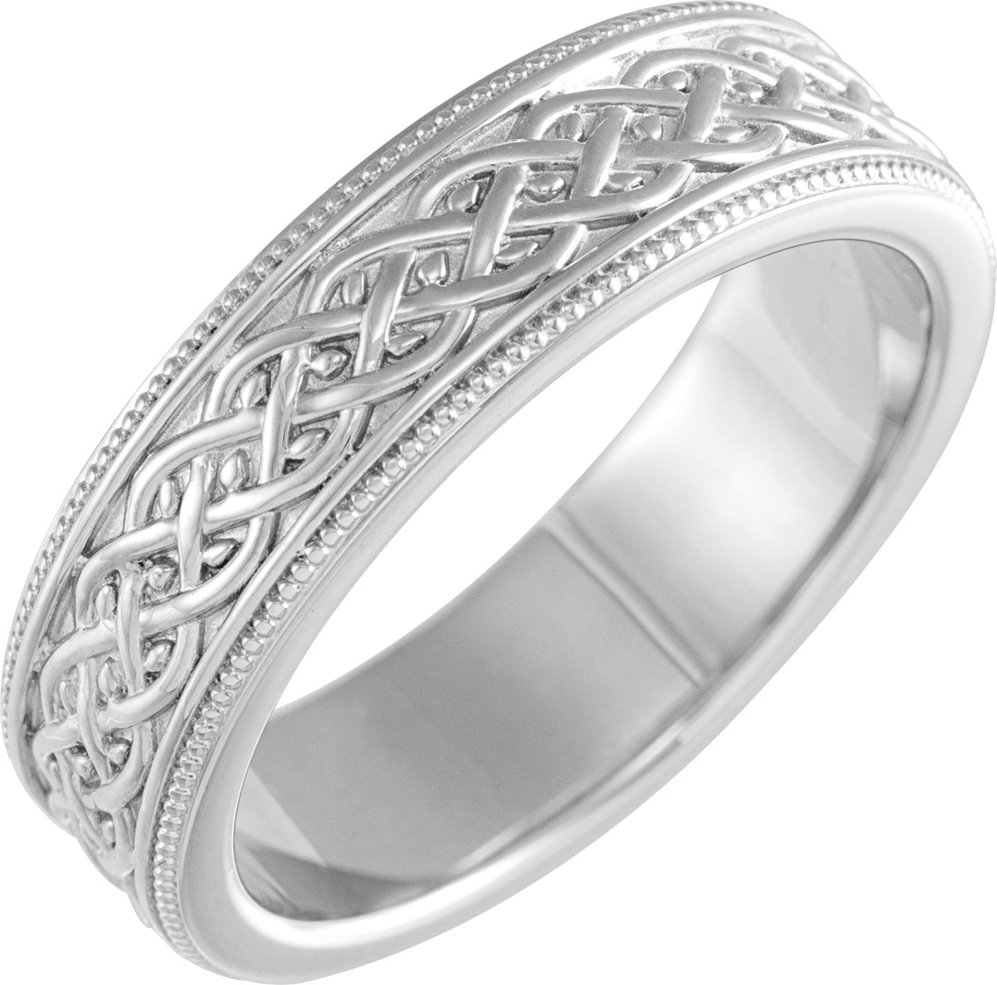 14K White 6 mm Vine Inspired Band Size 10