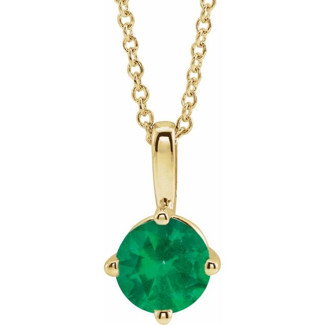 14K Yellow 6 mm Lab-Grown Emerald Solitaire 16-18