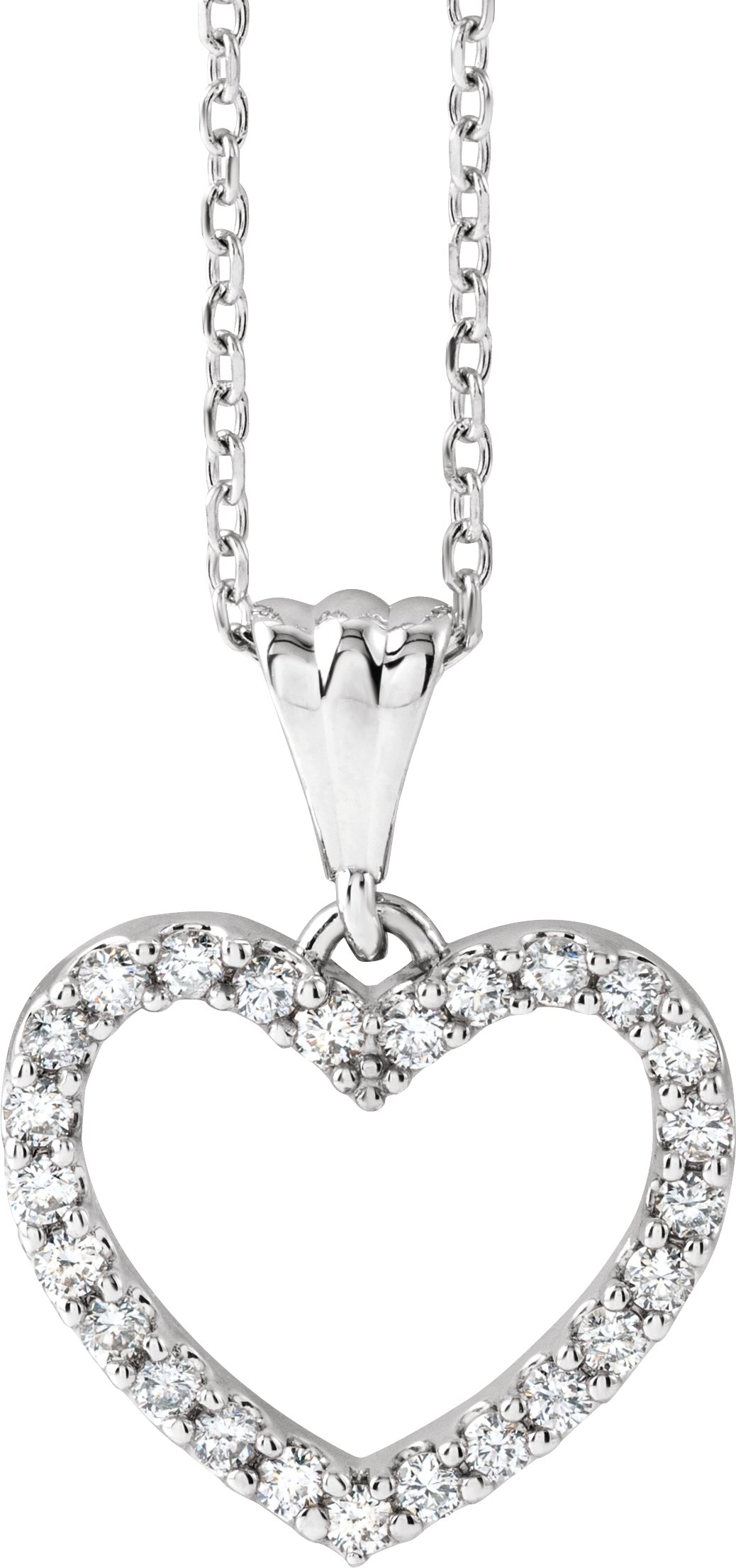 14K White 1/5 CTW Natural Diamond Heart 18" Necklace