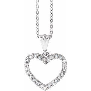 14K White 1/5 CTW Natural Diamond Heart 18" Necklace
