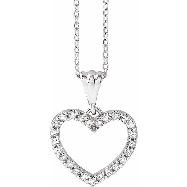 14K White 1/5 CTW Natural Diamond Heart 18
