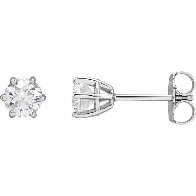 14K White 3/4 CTW Diamond 6-Prong Stud Earrings