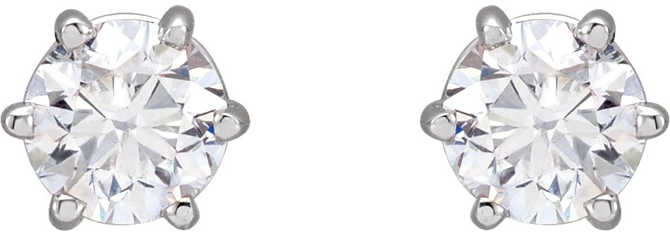 14K White 3/4 CTW Diamond 6-Prong Stud Earrings