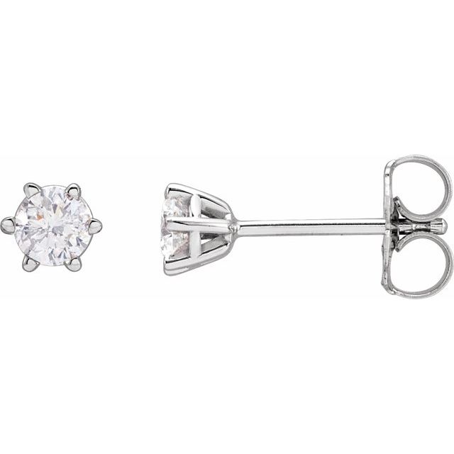 14K White 1/3 CTW Diamond 6-Prong Stud Earrings