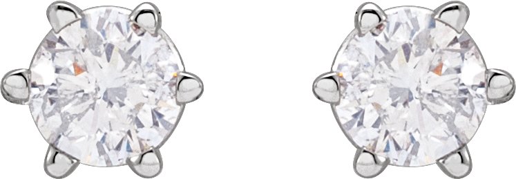 14K White 1/3 CTW Diamond 6-Prong Stud Earrings