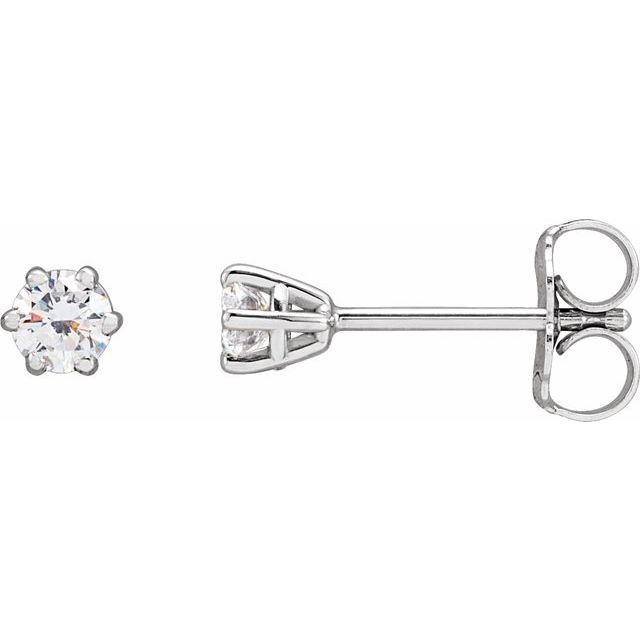 14K White 1/4 CTW Diamond 6-Prong Stud Earrings