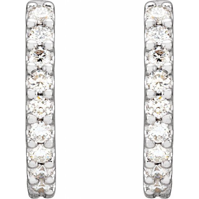14K White 12.6 mm 1/3 CTW Natural Diamond Huggie Hoop Earrings