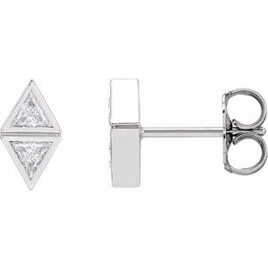 14K White 1/4 CTW Natural Diamond Two-Stone Bezel-Set Earrings