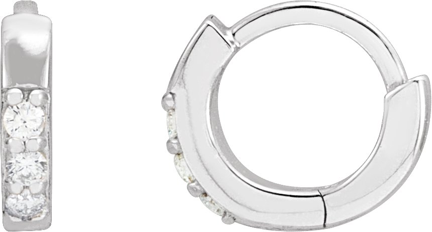 14K White .05 CTW Natural Diamond 8 mm Huggie Earrings