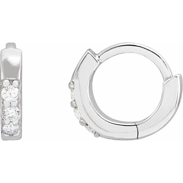 14K White .05 CTW Natural Diamond 8 mm Huggie Earrings