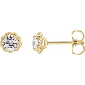 14K Yellow 4 mm Natural White Sapphire Claw-Prong Rope Earrings