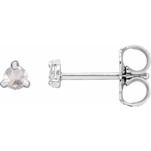 14K White .08 CTW Rose-Cut Natural Diamond Stud Earrings