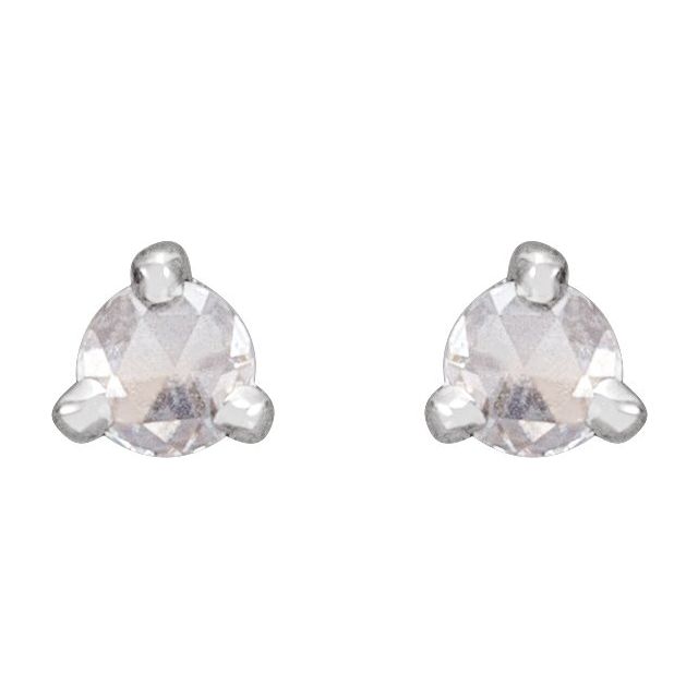 14K White .08 CTW Rose-Cut Natural Diamond Stud Earrings