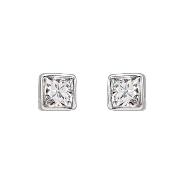 14K White .05 CTW Natural Diamond Bezel-Set Earrings