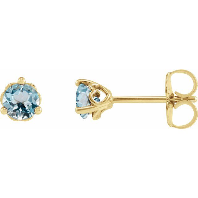14K Yellow 3 mm Natural Sky Blue Topaz Cocktail-Style Earrings