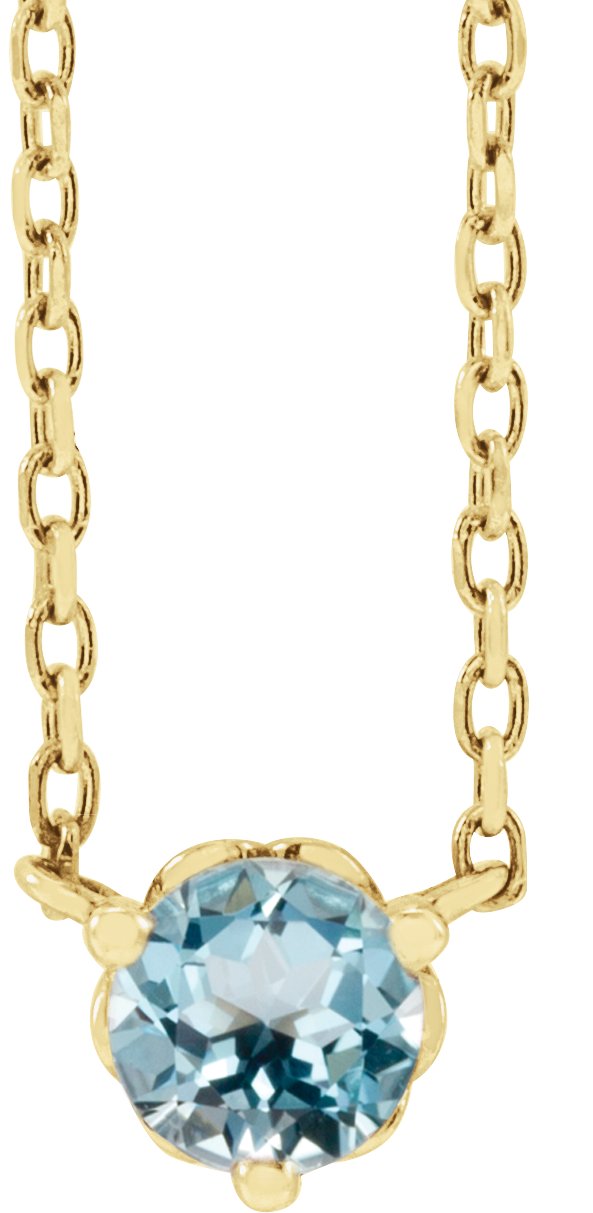 14K Yellow Natural Sky Blue Topaz Solitaire 18" Necklace