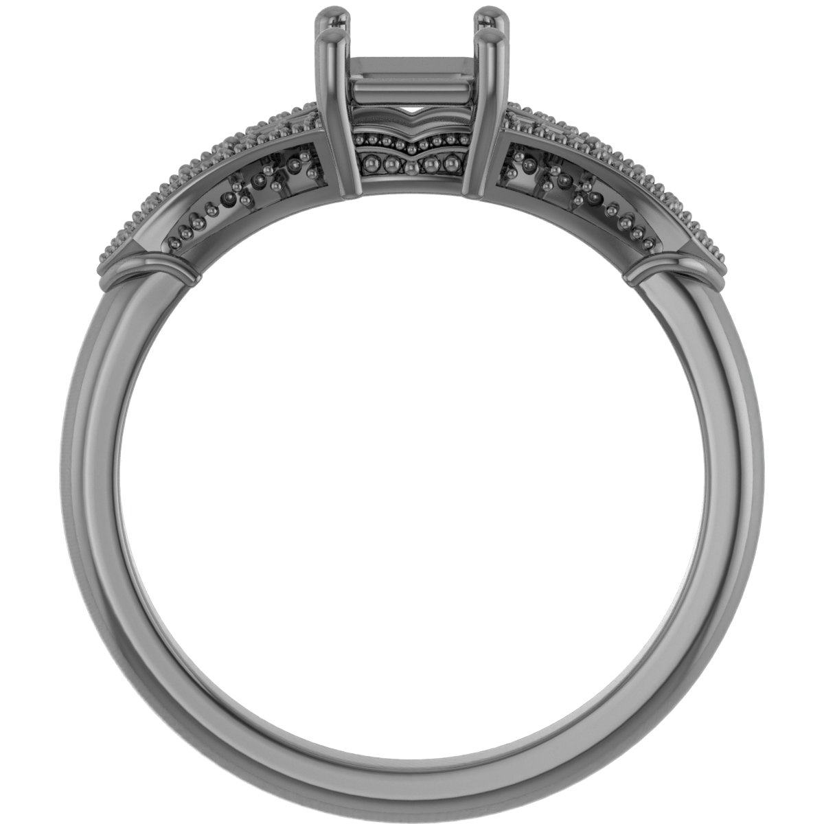 10 mm Cushion Engagement Ring Mounting view 2