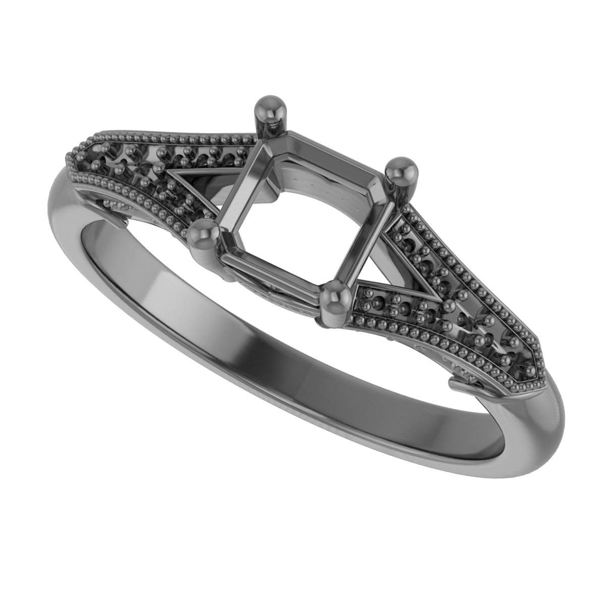 10 mm Cushion Engagement Ring Mounting view 5