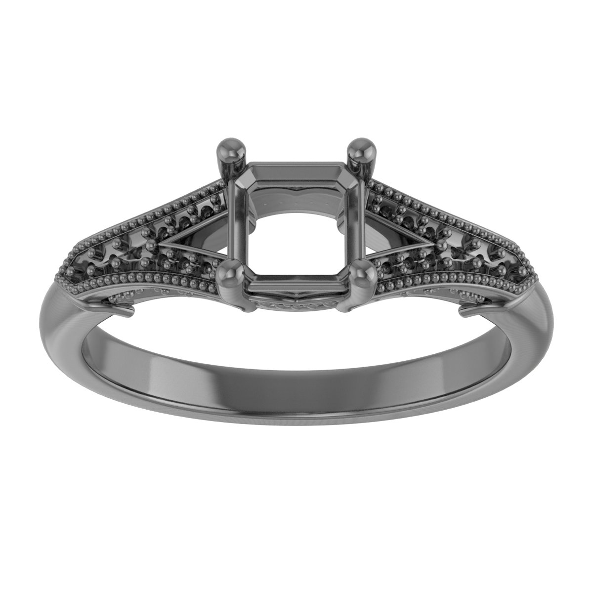10 mm Cushion Engagement Ring Mounting view 3
