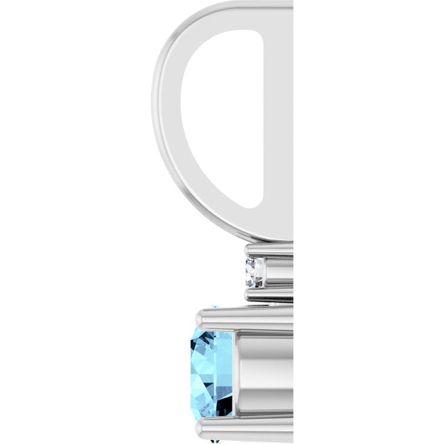 14K White Natural Aquamarine & .015 CT Natural Diamond Charm/Pendant