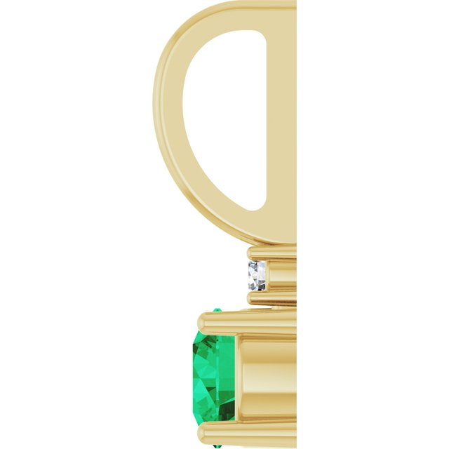 14K Yellow Natural Emerald & .015 CT Natural Diamond Charm/Pendant