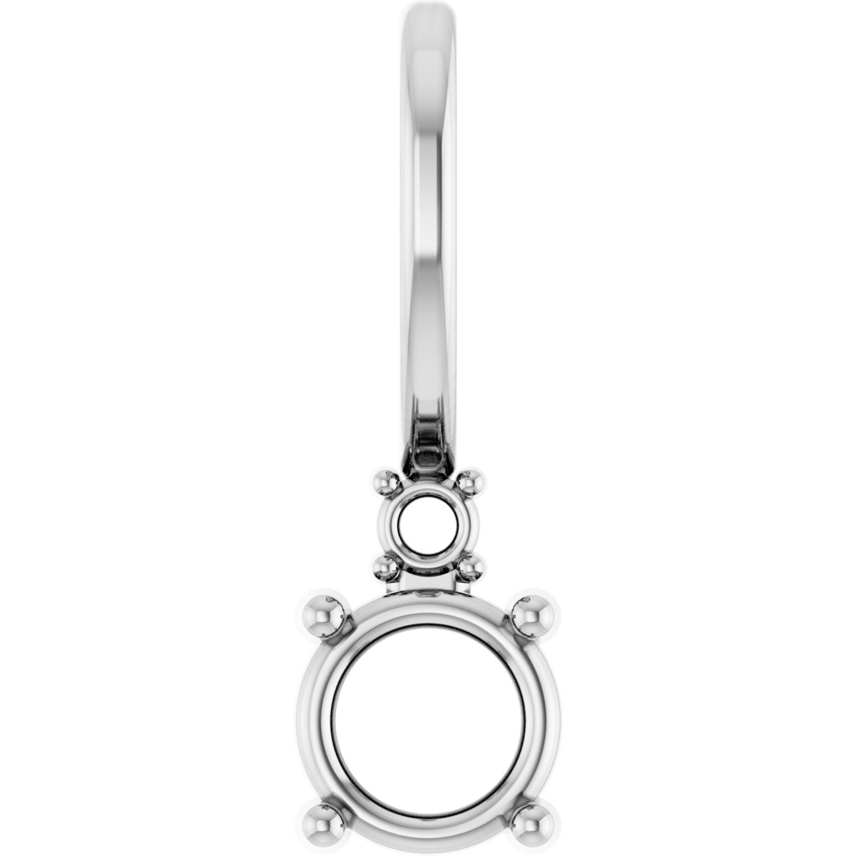 18K Palladium White 4 mm Round Accented Charm/Pendant Mounting