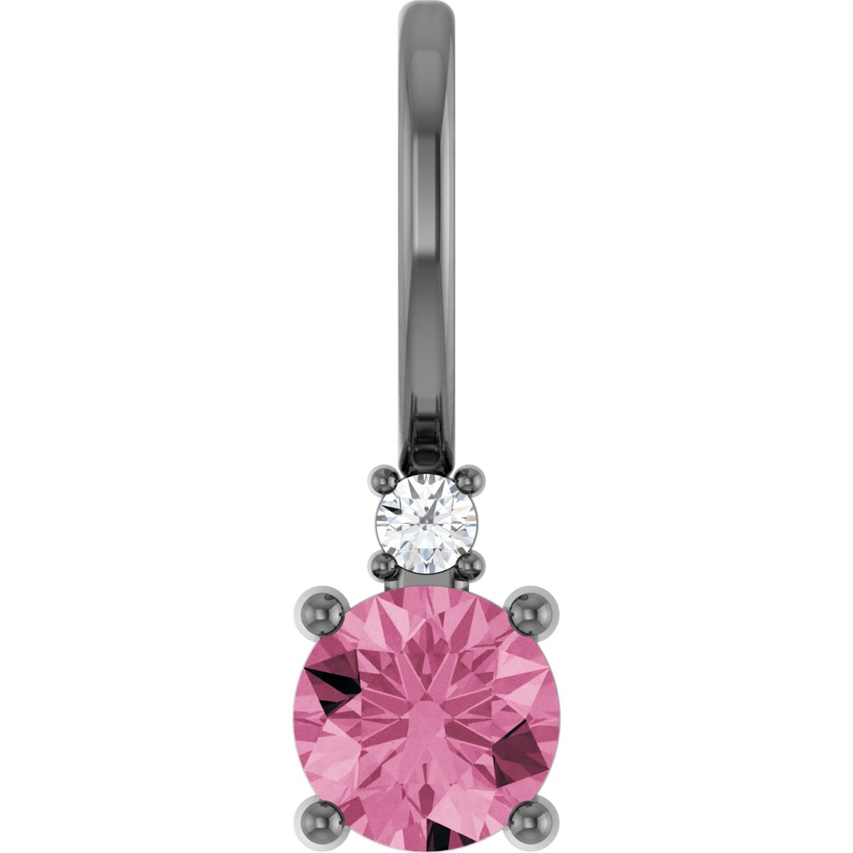 14K Rose Natural Pink Tourmaline & .015 CT Natural Diamond Charm/Pendant