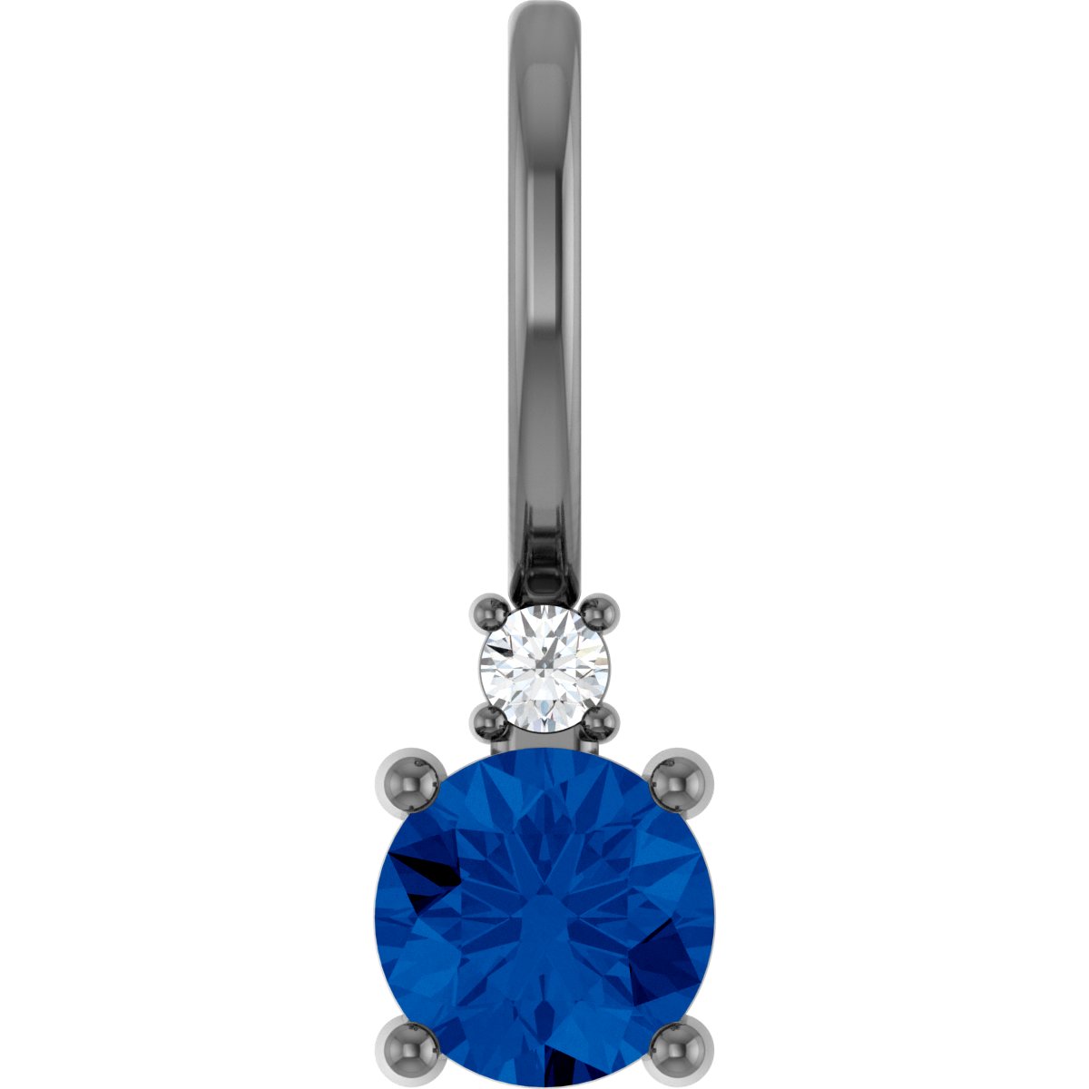 14K White Natural Blue Sapphire & .015 CT Natural Diamond Charm/Pendant