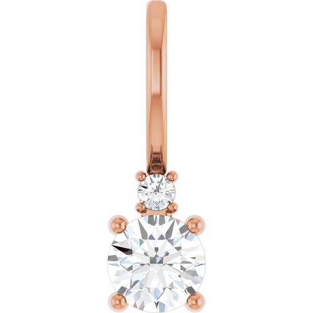 14K Rose Natural Sapphire & .015 CT Natural Diamond Charm/Pendant