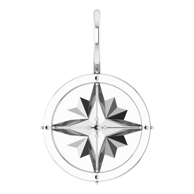 14K White Compass Charm/Pendant Mounting