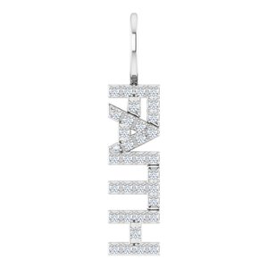 14K White 1/8 CTW Natural Diamond "Faith" Charm/Pendant