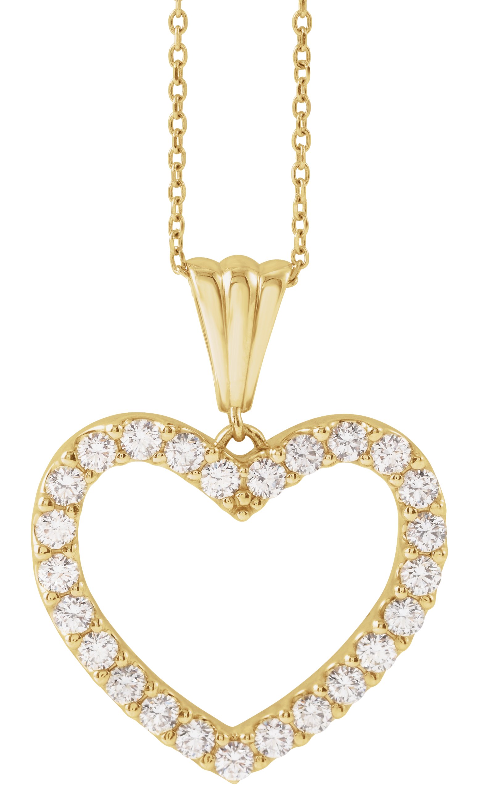 14K Yellow 1 CTW Natural Diamond Heart 18" Necklace