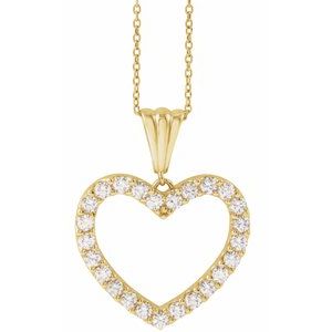 14K Yellow 1 CTW Natural Diamond Heart 18" Necklace