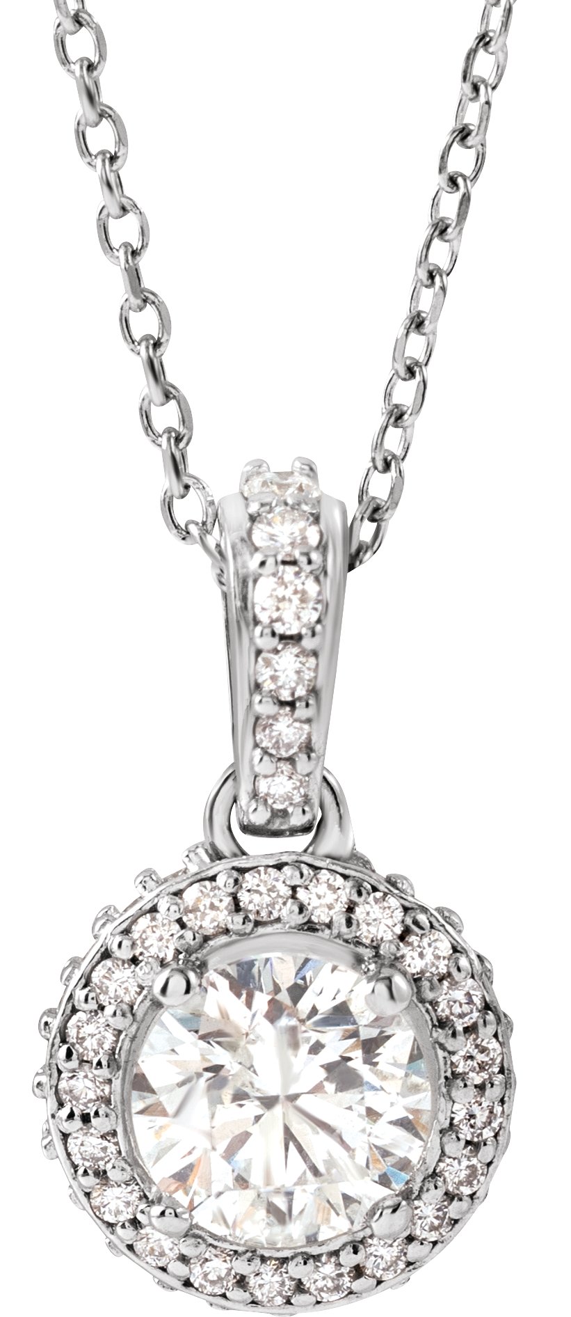 14K White 1 CTW Natural Diamond 18" Necklace