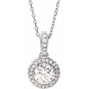 14K White 1 CTW Natural Diamond 18" Necklace