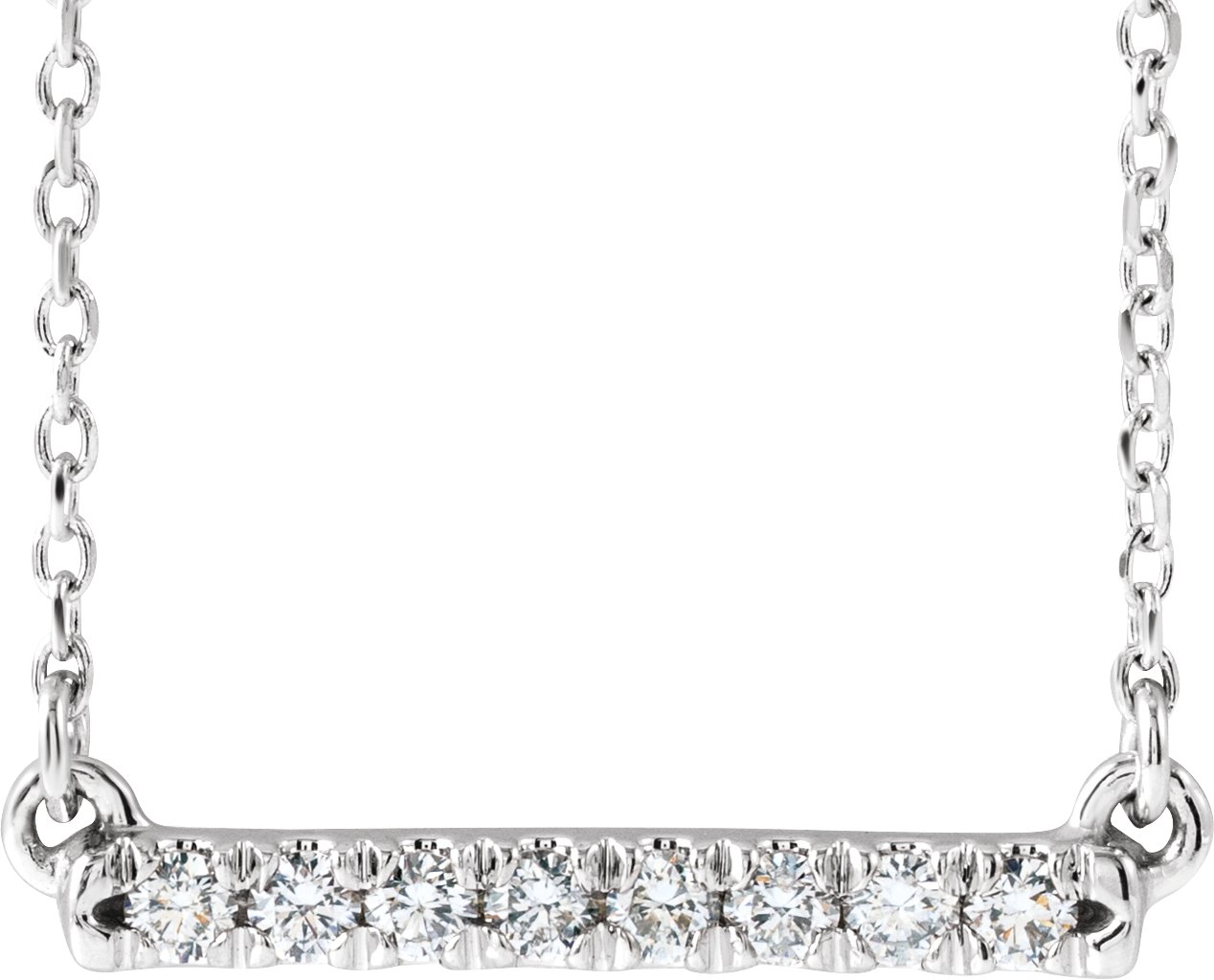 14K White 1/8 CTW Natural Diamond French-Set Bar 18 Necklace