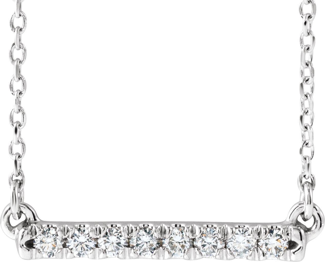 14K White 1/8 CTW Diamond French-Set Bar 16