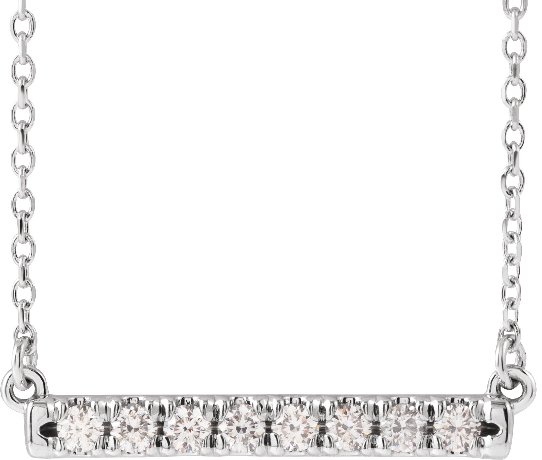 14K White 1/4 CTW Natural Diamond French-Set Bar 18" Necklace
