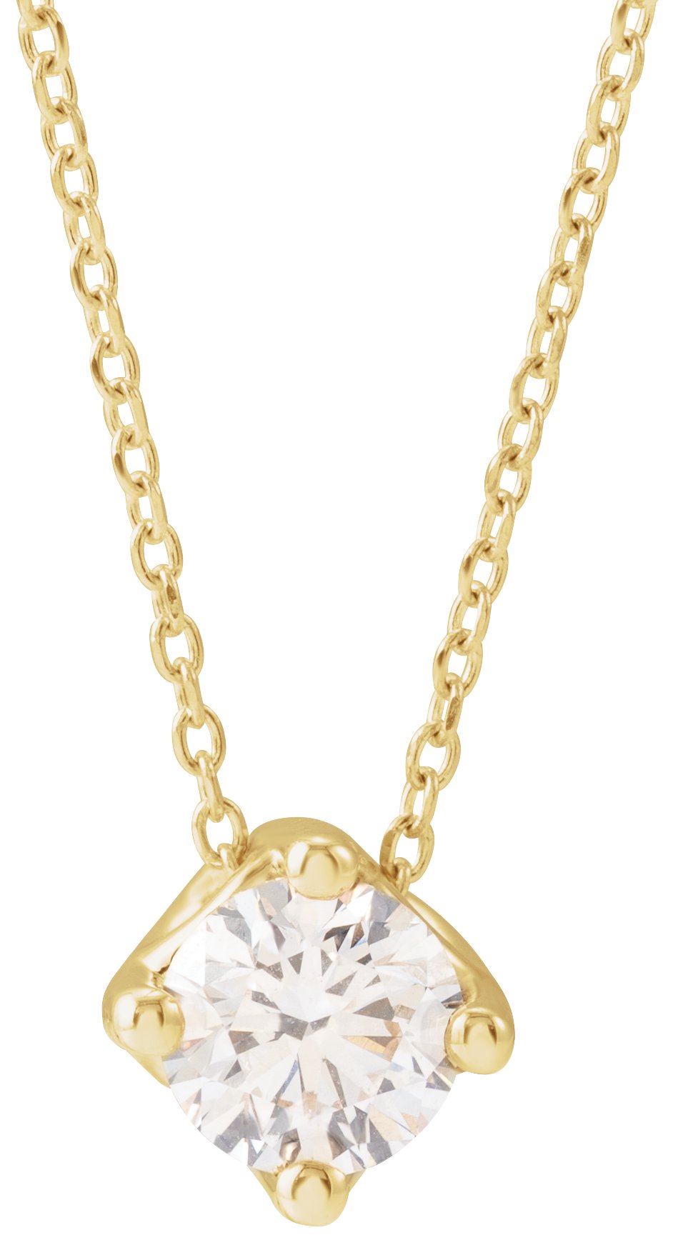 14K Yellow 1/2 CT Natural Diamond Solitaire 16-18 Necklace