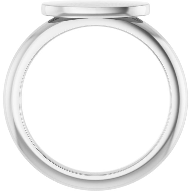 14K White 13x5.5 mm Oval Signet Ring