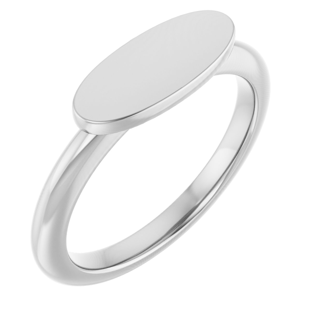 14K White 13x5.5 mm Oval Signet Ring