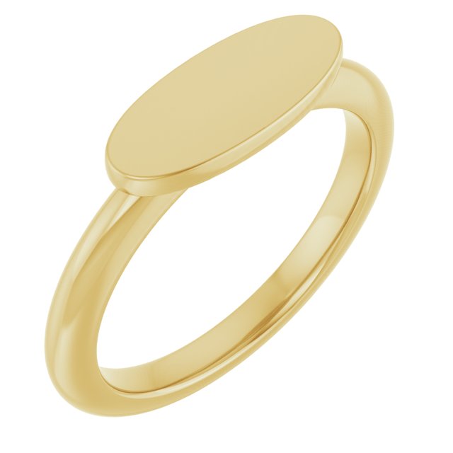 14K Yellow 13x5.5 mm Oval Signet Ring