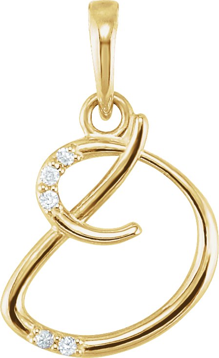 14K Yellow .025 CTW Natural Diamond Initial D Pendant