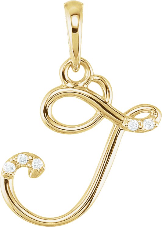 14K Yellow .025 CTW Natural Diamond Initial J Pendant