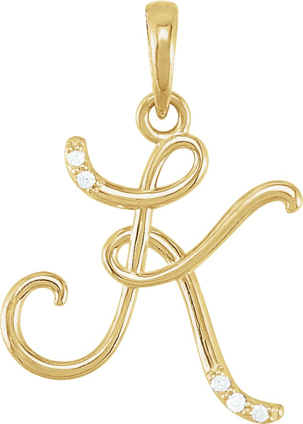 14K Yellow .025 CTW Diamond Initial K Pendant