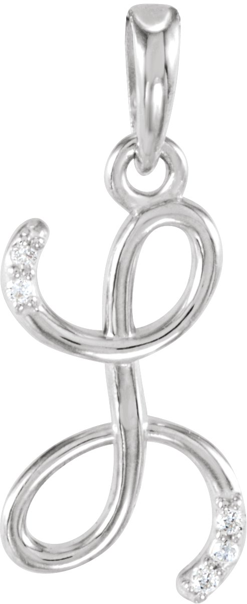 14K White .025 CTW Diamond Initial L Pendant